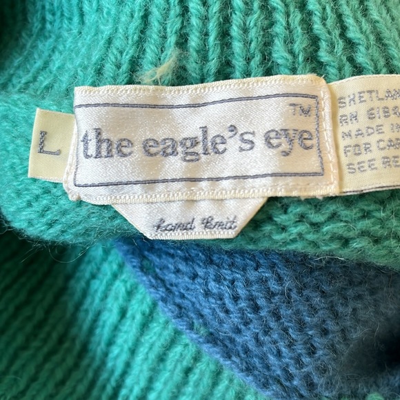 Vintage Cottagecore Farm Sheep Shetland Hand Knit Wool By The Eagle’s Eye Size L - Picture 7 of 9